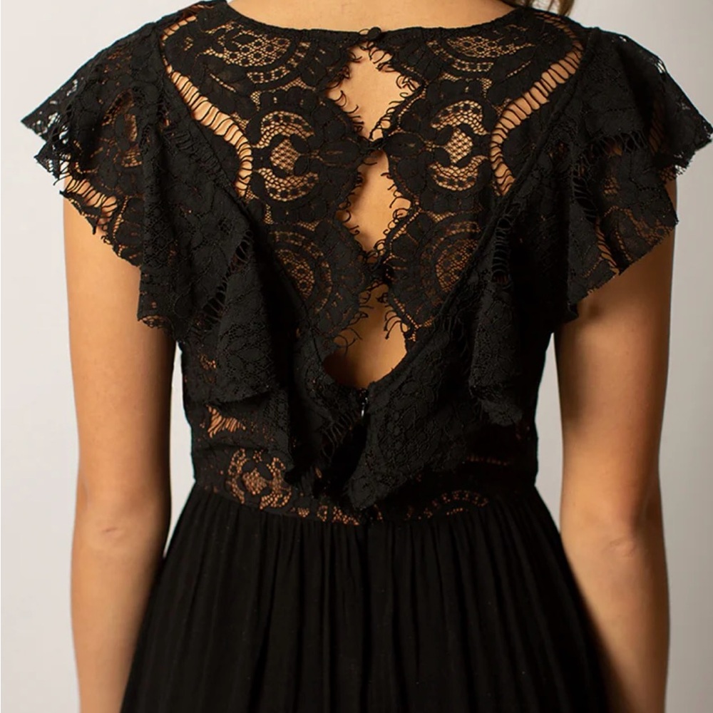 Joyfolie Black Petticoat Lace High Low Dress Elegant Lace sleeve Size 14 NEW - Picture 2 of 8